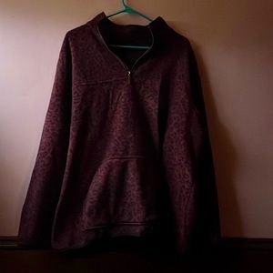 Size 2X Maroon Cheetah Print Fleece 1/4 Zip 🐆